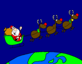 Disegno Babbo Natale che consegna i regali 3 pitturato su M@RTIN@