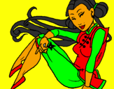 Disegno Principessa ninja  pitturato su linda
