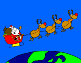Disegno Babbo Natale che consegna i regali 3 pitturato su NATALE2