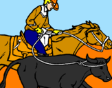 Disegno Cowboy e mucca  pitturato su EDOARDO