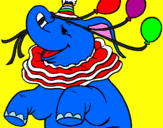 Disegno Elefante con 3 palloncini  pitturato su PO