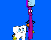 Disegno Molare e spazzolino da denti pitturato su VINCY