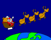 Disegno Babbo Natale che consegna i regali 3 pitturato su ivan