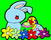 Disegno Coniglietto di Pasqua  pitturato su lorenza  f