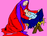 Disegno Nascita di Gesù Bambino pitturato su noemi