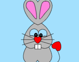Disegno Coniglio cuore  pitturato su chiara m