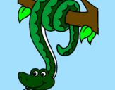 Disegno Serpente avvinghiata ad un albero  pitturato su chiara
