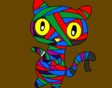 Disegno Mummia gatto scaraboechio pitturato su Sara  2002  02