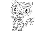 Disegno Mummia gatto scaraboechio pitturato su savio