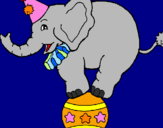 Disegno Elefante sulla palla  pitturato su alessio