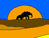 Disegno Elefante all'alba  pitturato su simona