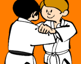 Disegno Judo amichevole  pitturato su karate salvatore