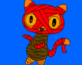 Disegno Mummia gatto scaraboechio pitturato su tony