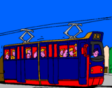Disegno Tram con passeggeri  pitturato su sorin