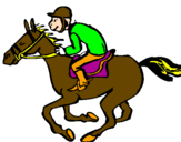 Disegno Corsa di cavalli  pitturato su trave