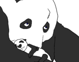 Disegno Orso panda con il suo cucciolo pitturato su gaia