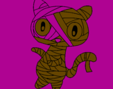 Disegno Mummia gatto scaraboechio pitturato su miriam corrado