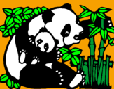 Disegno Mamma panda  pitturato su    Lorenzo e Vittorio