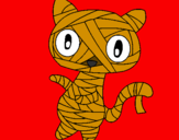 Disegno Mummia gatto scaraboechio pitturato su psl