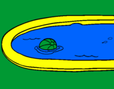 Disegno Palla in piscina pitturato su snoopy