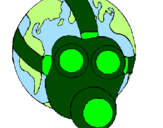 Disegno Terra con maschera anti-gas  pitturato su alssia