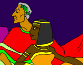 Disegno Cesare e Cleopatra  pitturato su jazmin