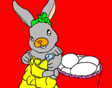 Disegno Coniglietta di Pasqua con l'annaffiatoio  pitturato su  VERONICA