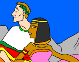 Disegno Cesare e Cleopatra  pitturato su gaia