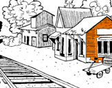 Disegno Stazione ferroviaria  pitturato su LUCA CRISTINI