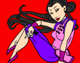 Disegno Principessa ninja  pitturato su anita