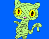 Disegno Mummia gatto scaraboechio pitturato su biagio