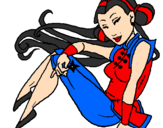 Disegno Principessa ninja  pitturato su beadiavoletta