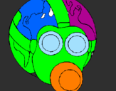 Disegno Terra con maschera anti-gas  pitturato su alp