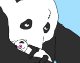 Disegno Orso panda con il suo cucciolo pitturato su laura 3 anni 