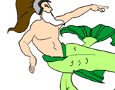 Disegno Poseidone pitturato su lorenzo  de  santis