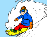 Disegno Discesa in snowboard  pitturato su eddy  01