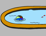 Disegno Palla in piscina pitturato su sabrina