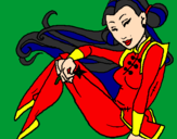 Disegno Principessa ninja  pitturato su biribiri