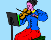Disegno Dama violinista  pitturato su chicco2000