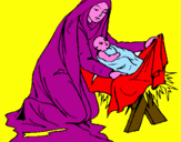 Disegno Nascita di Gesù Bambino pitturato su ELISA_F