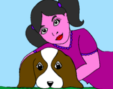 Disegno Bambina che abbraccia il suo cagnolino  pitturato su Andrea