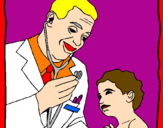 Disegno Medico con lo stetoscopio  pitturato su lorenzo