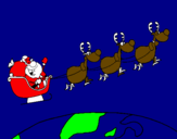 Disegno Babbo Natale che consegna i regali 3 pitturato su fulco