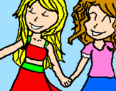 Disegno Le ragazze si stringono la mano pitturato su aigroig_cullen