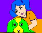 Disegno Bambina che abbraccia il suo cagnolino  pitturato su mariasilvia