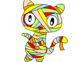 Disegno Mummia gatto scaraboechio pitturato su eli