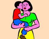 Disegno Bacio materno  pitturato su Gioia Benedetta Buzzi