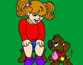 Disegno Bambina con il suo cagnolino  pitturato su WWW. F.B.