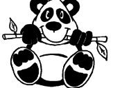 Disegno Orso panda  pitturato su ciccio