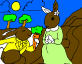 Disegno Conigli pitturato su Francesca   todaro